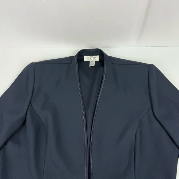 Vtg NOW by Lori Ann Navy Blue Beaded Blazer Shoulder Pads Size 12 Made in Canada - Picture 2 of 16